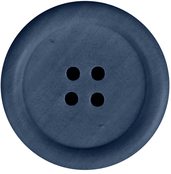 Close-up of a dark blue sewing button for handmade garments.