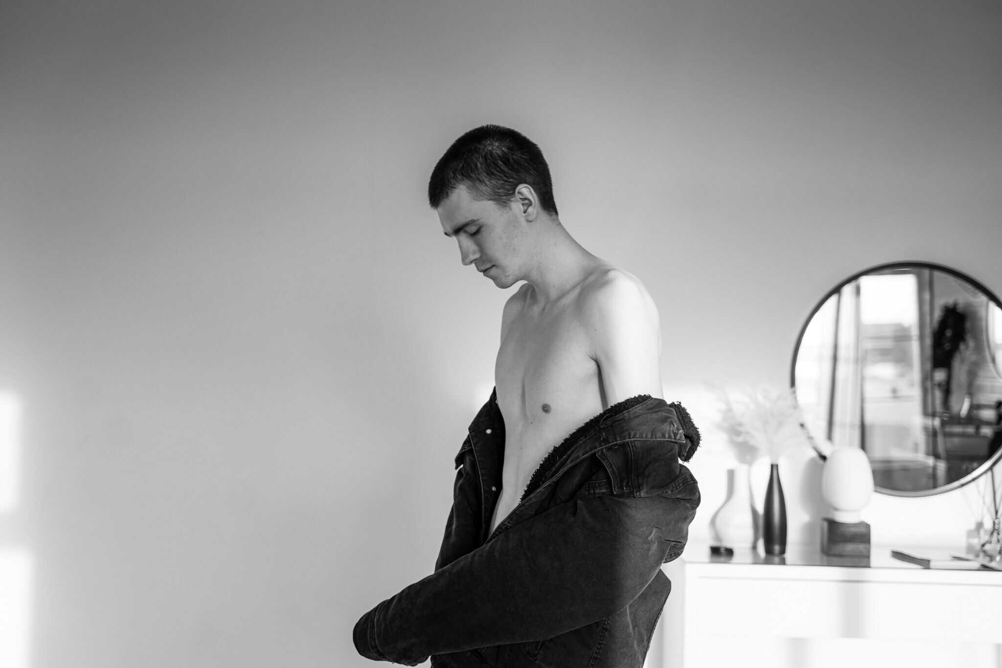 Man wearing stylish underwear, showcasing Naked Sewist collection.