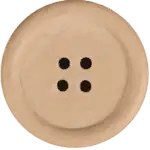 Beige four-hole button on fabric with visible stitching.